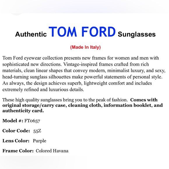 Tom Ford Charlotte TF657 52G  62-15-145mm 100% Authentic ‼️ - Picture 13 of 14